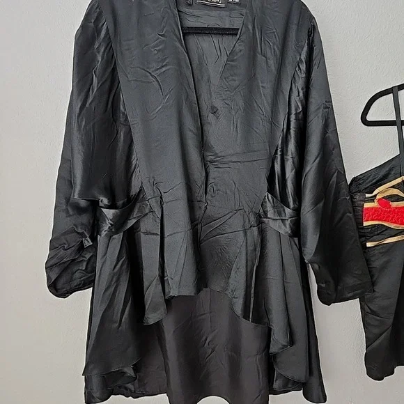80s Silk Kimono Jacket & Top L Geisha Art To Wear 2pc RARE Colorful Della-Sport - Picture 3 of 12